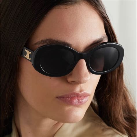 triomphe 52mm oval sunglasses celine|celine sunglasses triomphe metal.